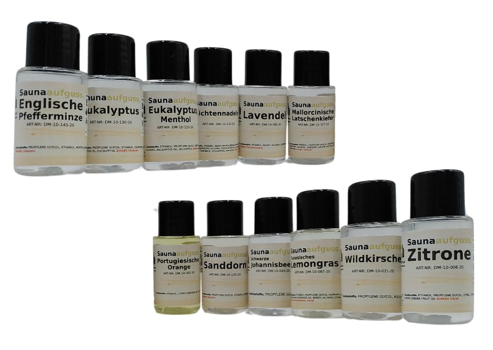 12 x 20ml Saunaaufguss Konzentrat"Klassiker" mit naturreinen und natürlichen ätherischen Ölen - das