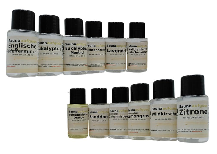 12 x 20ml Saunaaufguss Konzentrat"Klassiker" mit naturreinen und natürlichen ätherischen Ölen - das