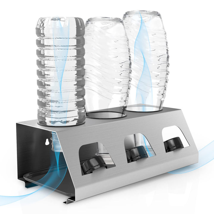 INTIRILIFE Flaschenhalter aus Edelstahl in Silber - 30 x 15.5 x 11 cm - Abtropfgestell Flaschenständ