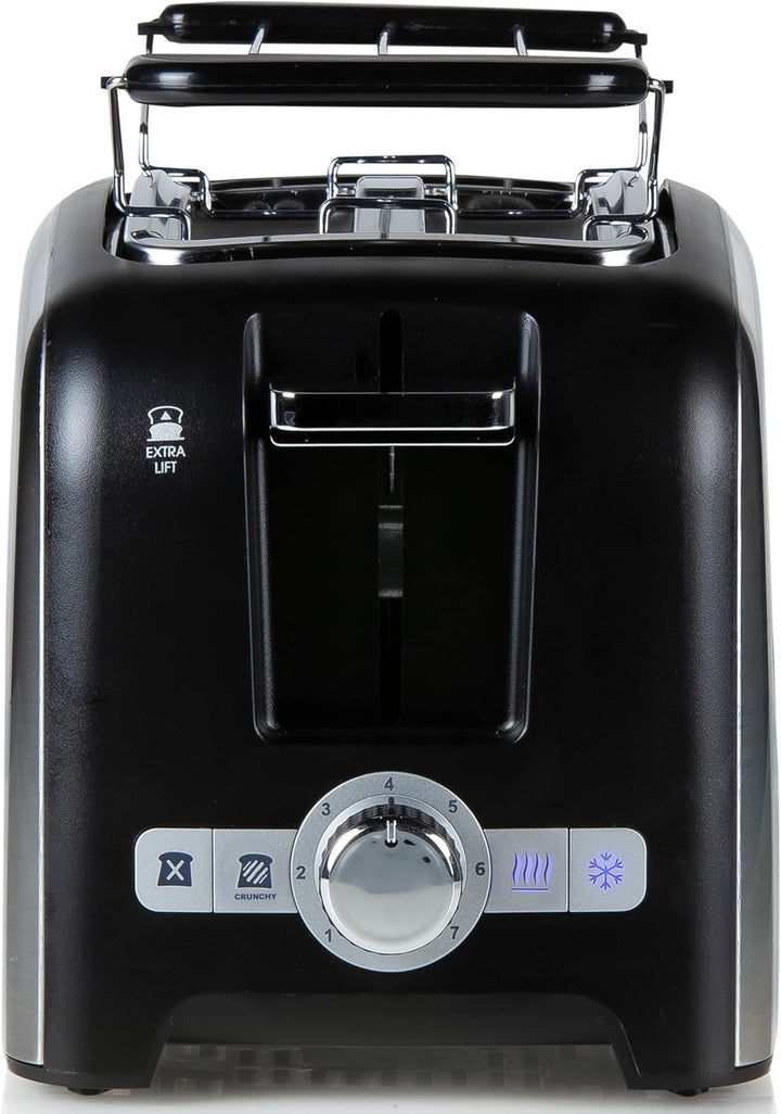 DOMO DO959T Toaster - für 2 Toasts - mit Röstaufsatz schwarz+Edelstahl