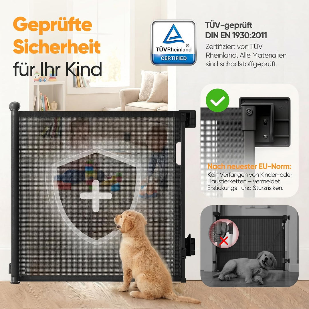 Sekey Treppenschutzgitter Ausziehbar 0-150 cm, Höhe 97 cm, Feste Schraubmontage Türschutzgitter, Abs