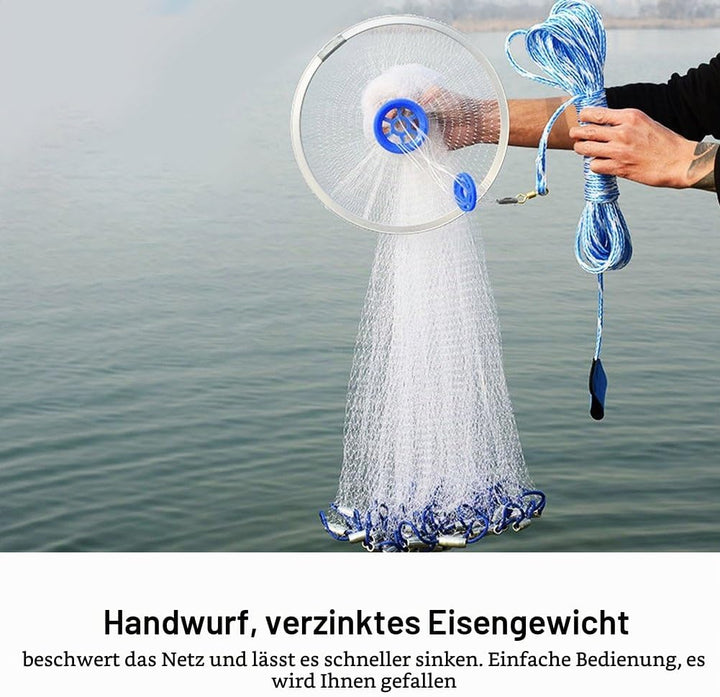 Cocoarm Fischernetz Hand Überwurf Angelnetz aus Nylon Angeln Net Tragbares Erweiterbar Nylon Mesh Ne