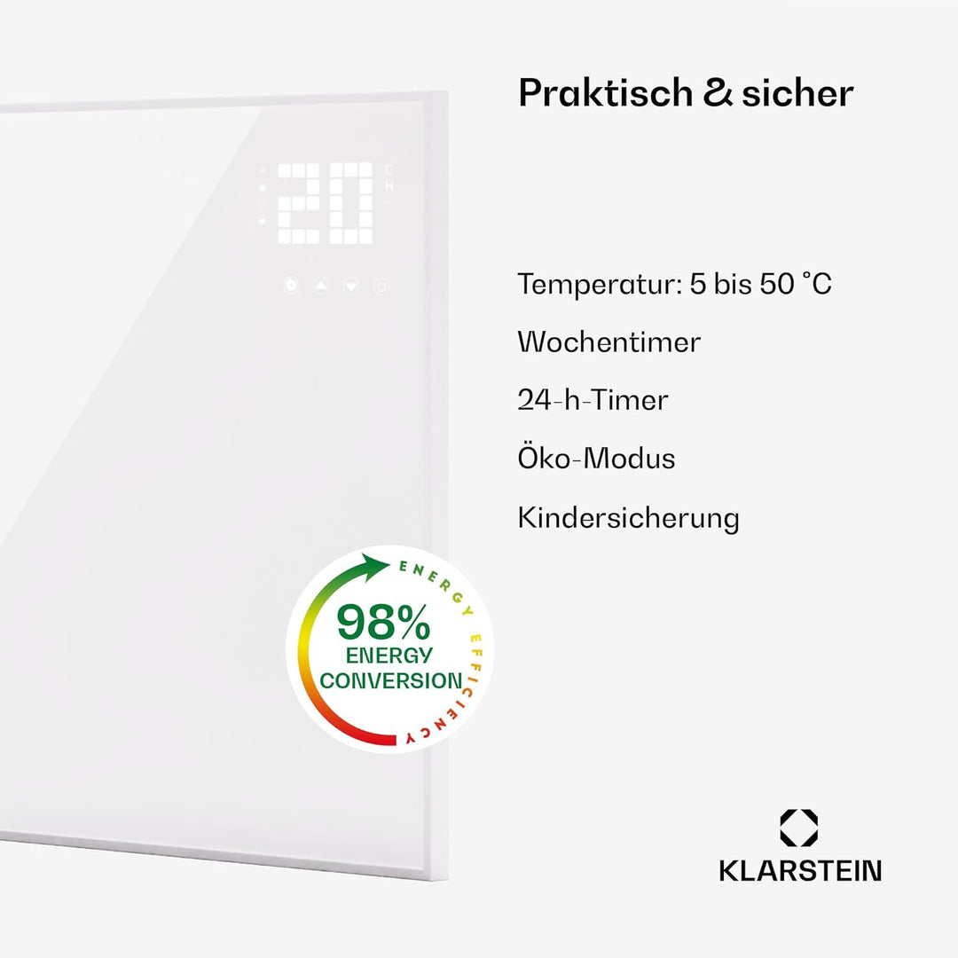 Klarstein Infrarotheizung mit Thermostat, 360W Elektroheizung, Smart Home Bild-Infrarotheizung zur W