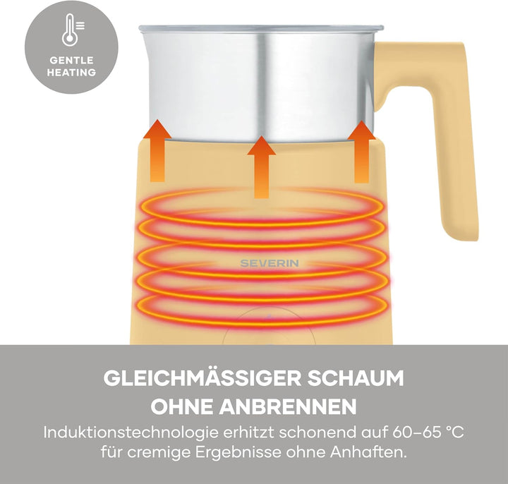 Severin Induktions-Milchaufschäumer, elektrischer Milchschäumer mit Edelstahlbehälter, kaltes und wa