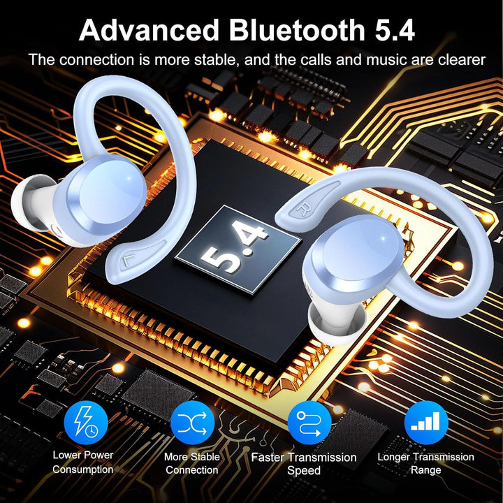 Bluetooth Kopfhörer Sport, In Ear Kopfhörer Kabellos Bluetooth 5.4 Kabellose Kopfhörer mit 4 Mic, 20