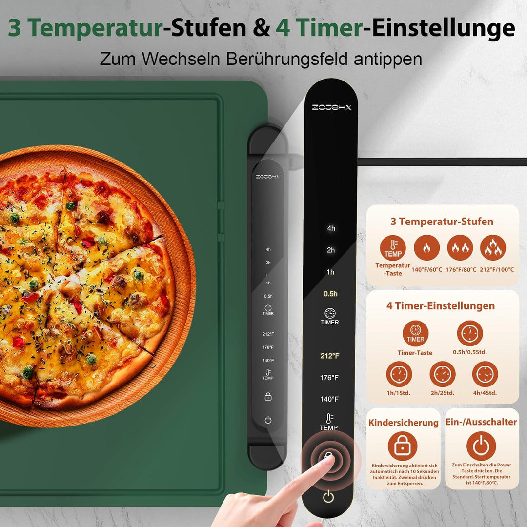 Silikon Warmhalteplatte Elektrisch für Speisen: 60×40 cm Tragbare Regelbar Wärmeplatte Essen Kueche