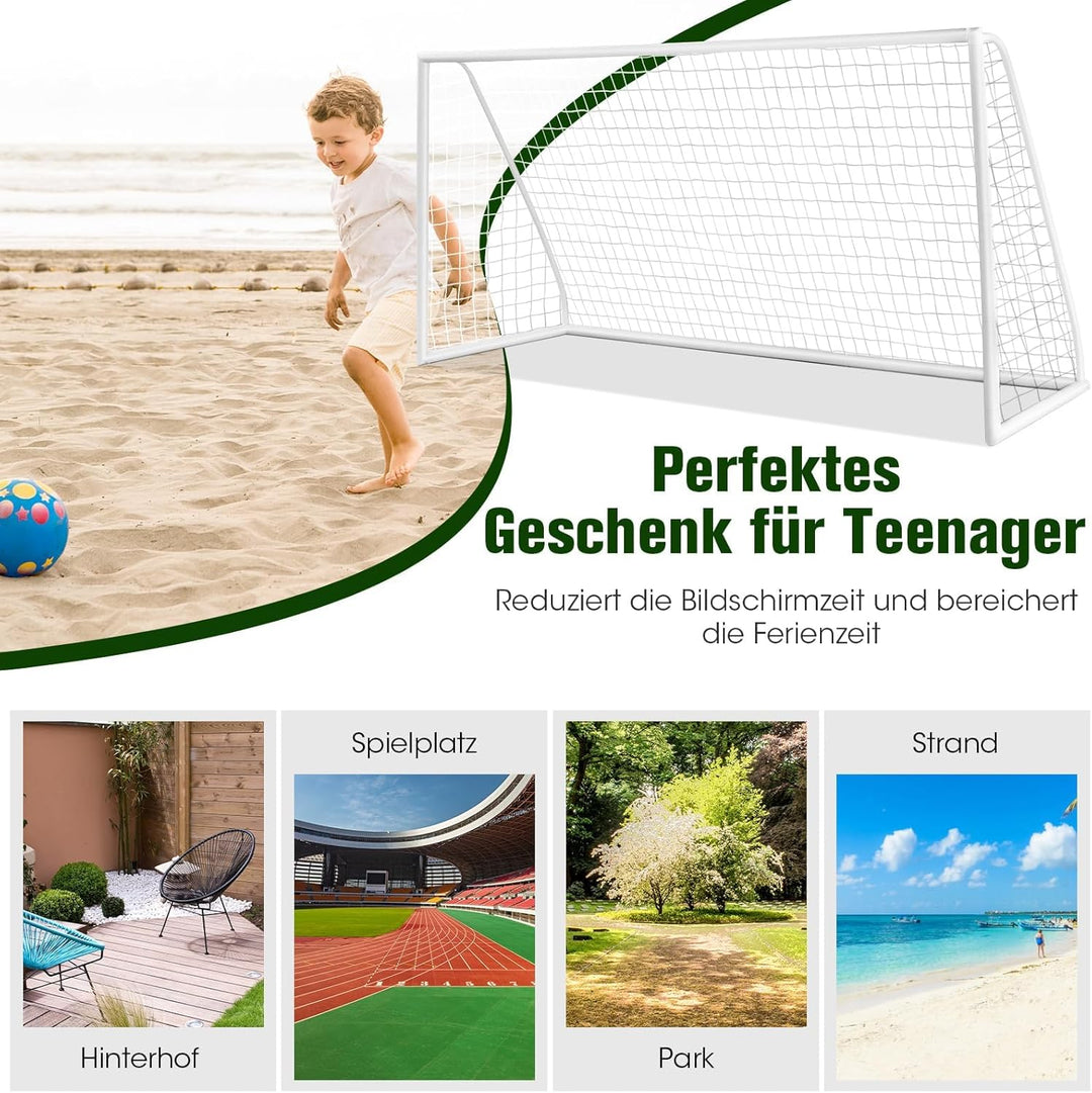 COSTWAY Fussballtor, Fussballtore Garten wetterfest, Fussballtor mit hochfestem Netz &amp; Metallrahmen