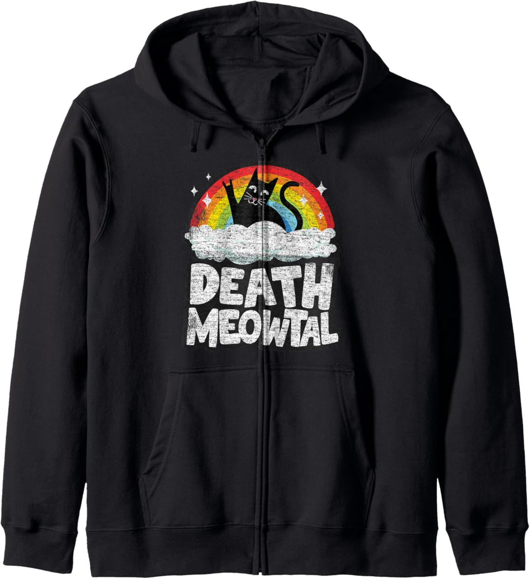 Retro Regenbogen Katzen Lustig Death Metal Death Meowtal Katze Kapuzenjacke