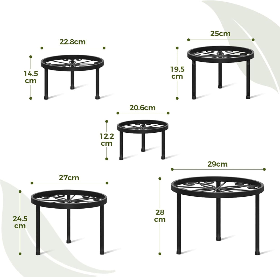 Bamworld 5 Set Blumenständer Metall Schwarz Pflanzenregal Indoor Blumenregal Kleines Metall Blumenst