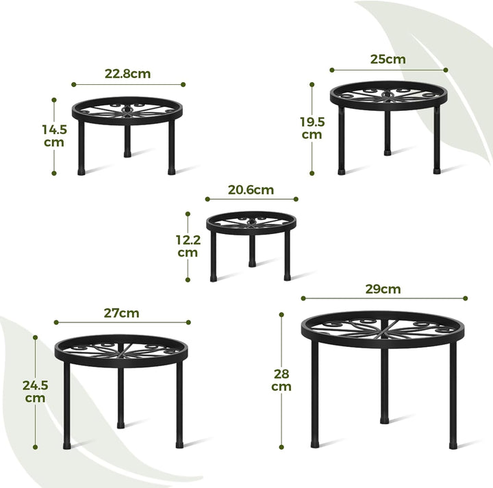 Bamworld 5 Set Blumenständer Metall Schwarz Pflanzenregal Indoor Blumenregal Kleines Metall Blumenst