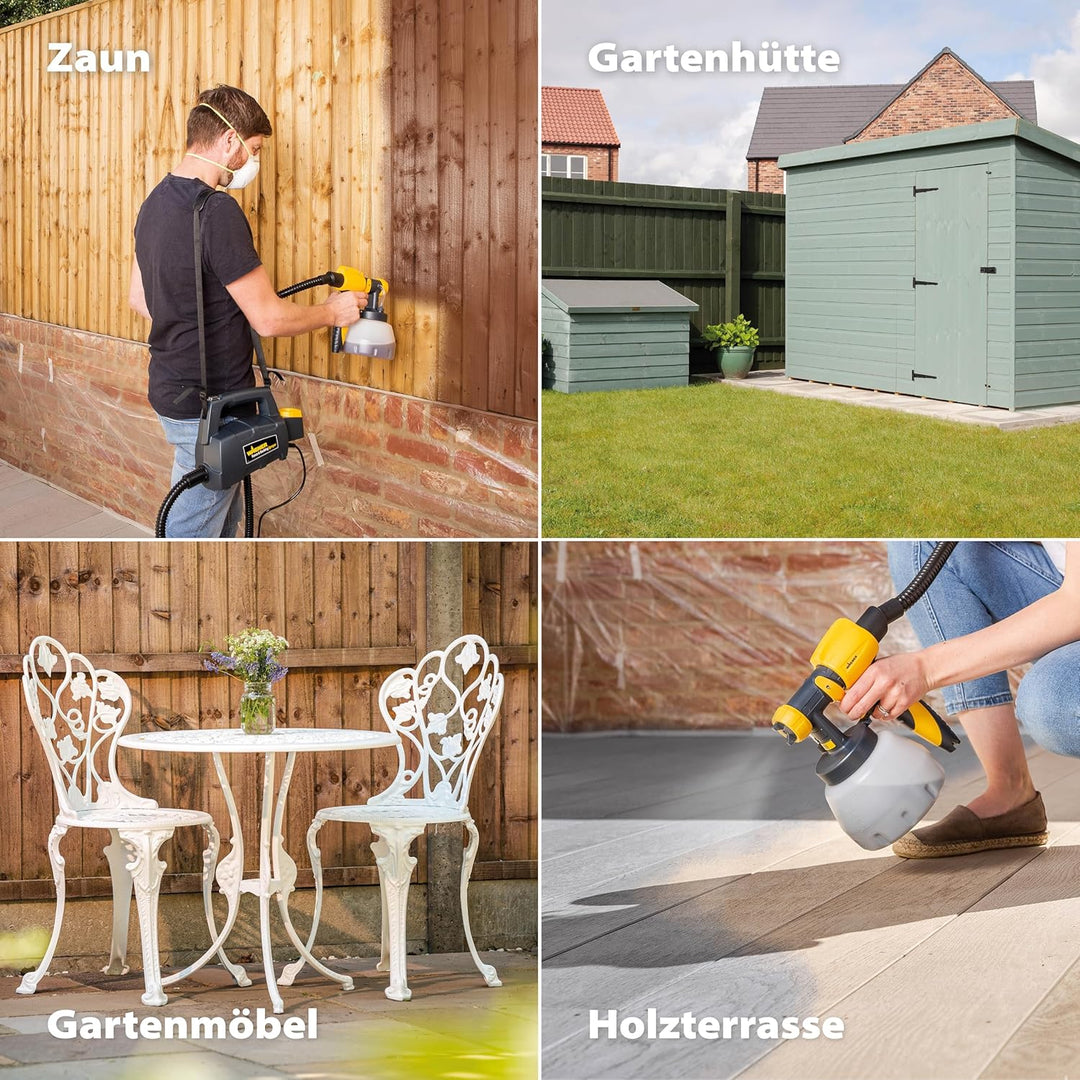 WAGNER Holzschutz Sprühsystem für Zäune, Gartenschuppen, Terrassen oder Gartenmöbel, sprüht 5 m² in