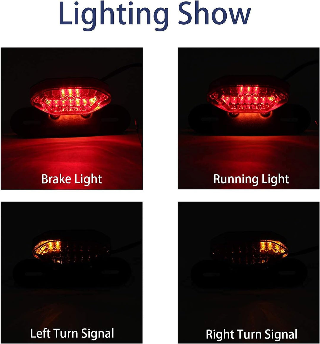 JMTBNO Motorrad 20 LED Rücklicht Bremslicht Blinker Kennzeichenbeleuchtung mit Halterung E-geprüft U