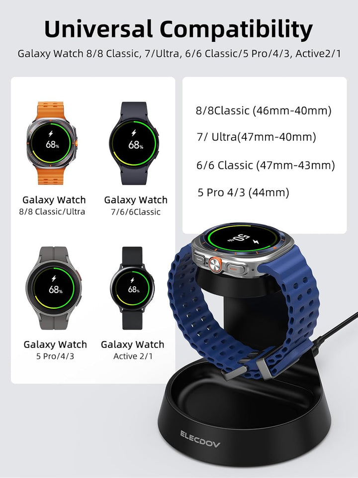 Ladestation für Samsung Galaxy Watch, Uhrenladegerät für Samsung Watch 8 Ladegerät-Ständer und Nacht