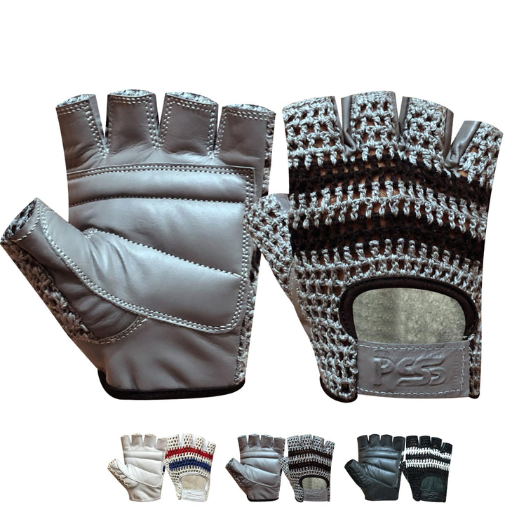 PSS Fingerlose Halbfinger Gepolstert Leder Netz Handschuhe Herren Manner Muskeltraining Bodybuilding