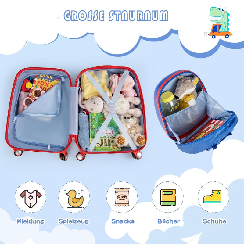 DREAMADE 2 TLG. Kinderkoffer & Rucksack, 16” +12” Kinderkofferset, Kindertrolley Kindergepäck, Handg