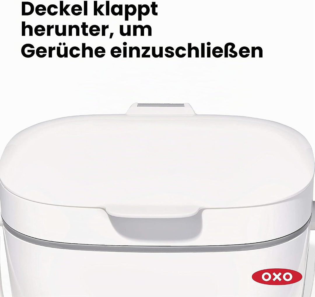 OXO Good Grips Komposteimer weiss – geruchsdichter Biomülleimer für die Küche – 6,6 l Weiss 6.6L, We