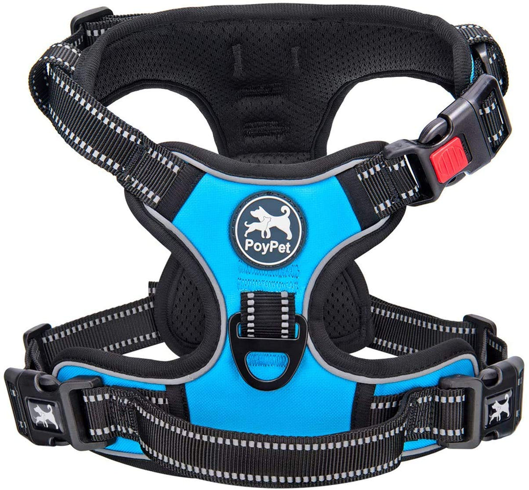 PoyPet Keine Pull Hundegeschirr Front Reflektierende Pet Weste für Hunde mit Einfache Kontrolle Grif