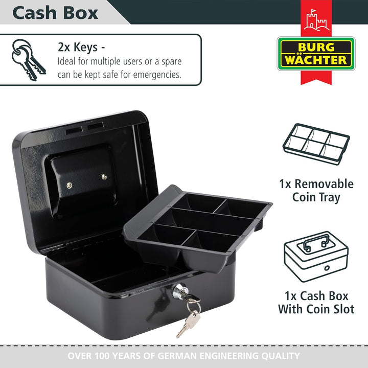 Burg-Wächter CB03GR Geld 5025 Geldkassette, Schwarz, 25,4 cm (10 Zoll) 25,4 cm (10 Zoll) Schwarz, 25