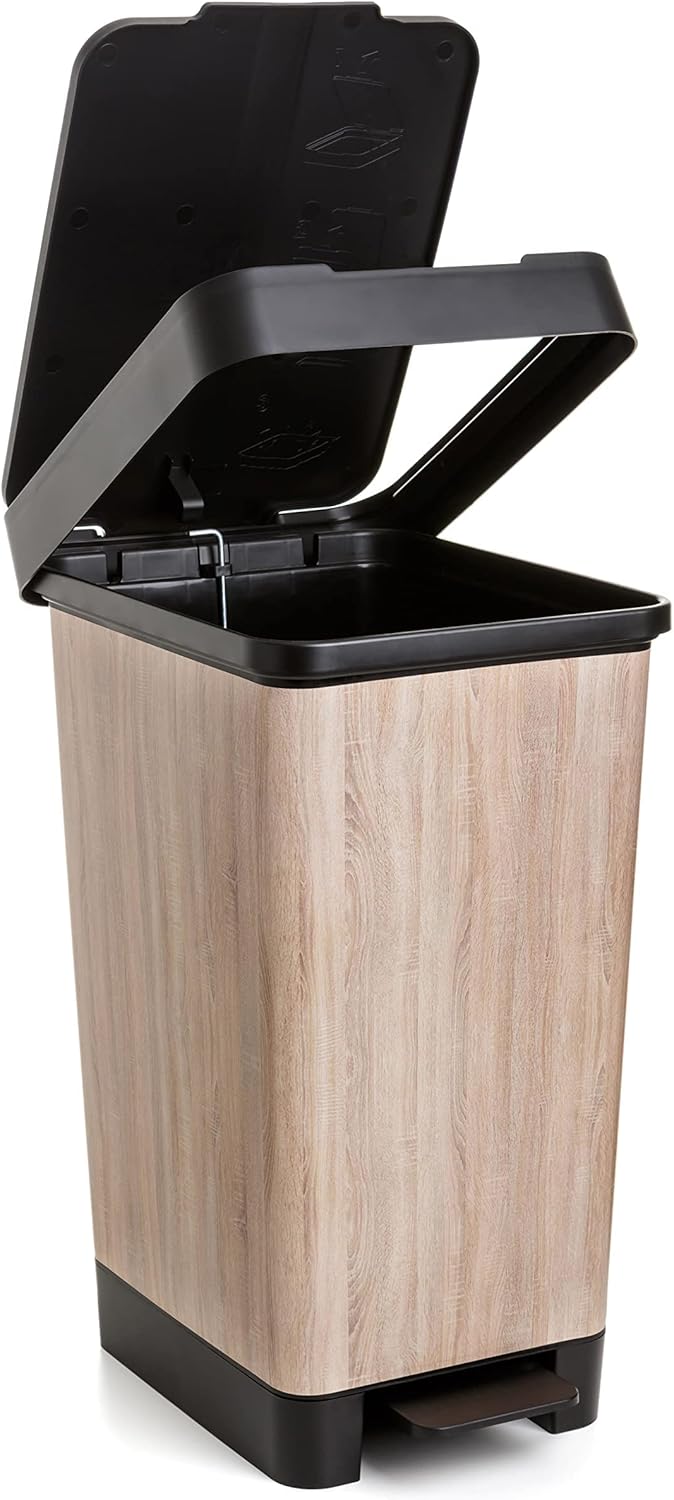 TATAY Mülleimer Küche Smart, 25L Fassungsvermögen, Einziehbares Pedal, Polypropylen, BPA-frei, 30L M