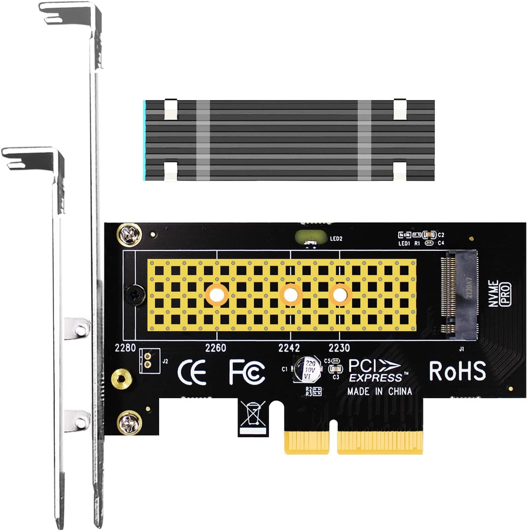 GLOTRENDS PA09-HS M.2 NVMe zu PCIe 4.0 X4 Adapter mit M.2 Kühlkörper für 2280/2260/2242/2230 M.2 NVM
