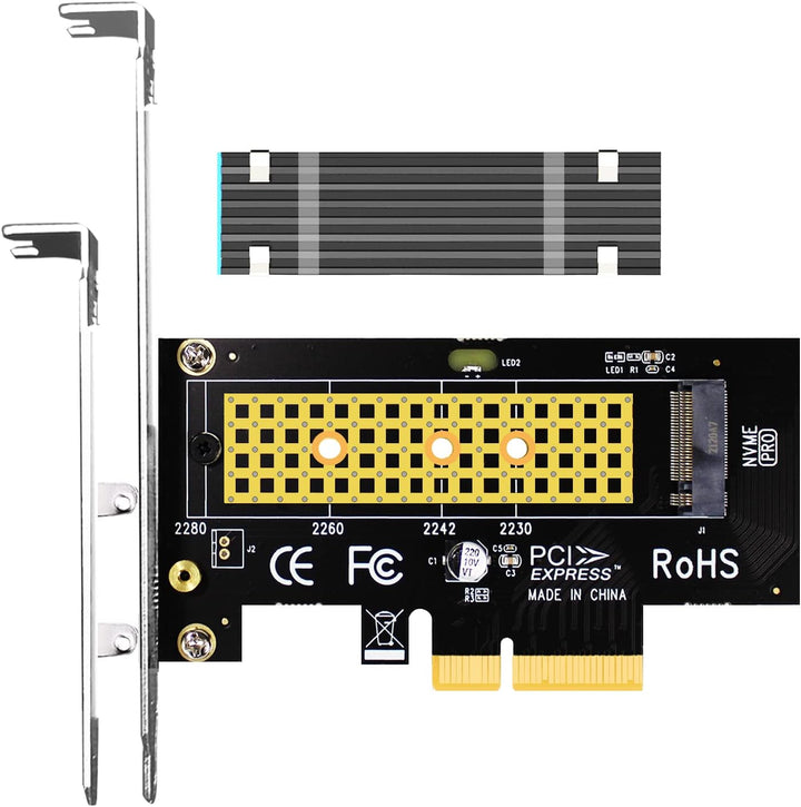 GLOTRENDS PA09-HS M.2 NVMe zu PCIe 4.0 X4 Adapter mit M.2 Kühlkörper für 2280/2260/2242/2230 M.2 NVM