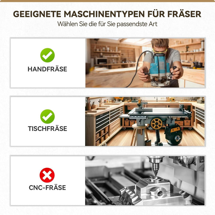 4 Stück Set Bündigfräser 6 mm Schaft, Kopierfräser für Oberfräse, Holzbearbeitungswerkzeug mit obere