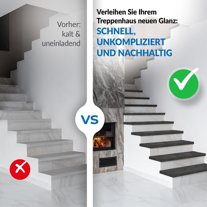 Treppenstufen mit U-Profil [LED-kompatibel] Renovierungsstufen für die Treppe, Laminat-Stufen, Tritt