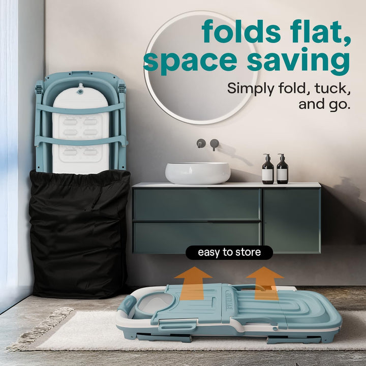 SereneLife Faltbare Badewanne Erwachsene 150 cm – Mobile Klappbare Badewanne für Dusche mit Deckel u