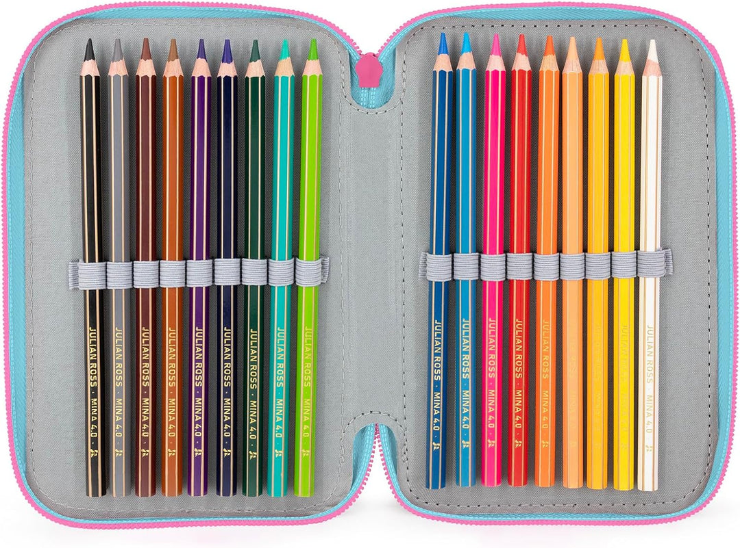 3-Fach Federmäppchen Mädchen Gefüllt für Stitch Fan – Schulmäppchen Set 46 Teile mit Radierbaren Sti