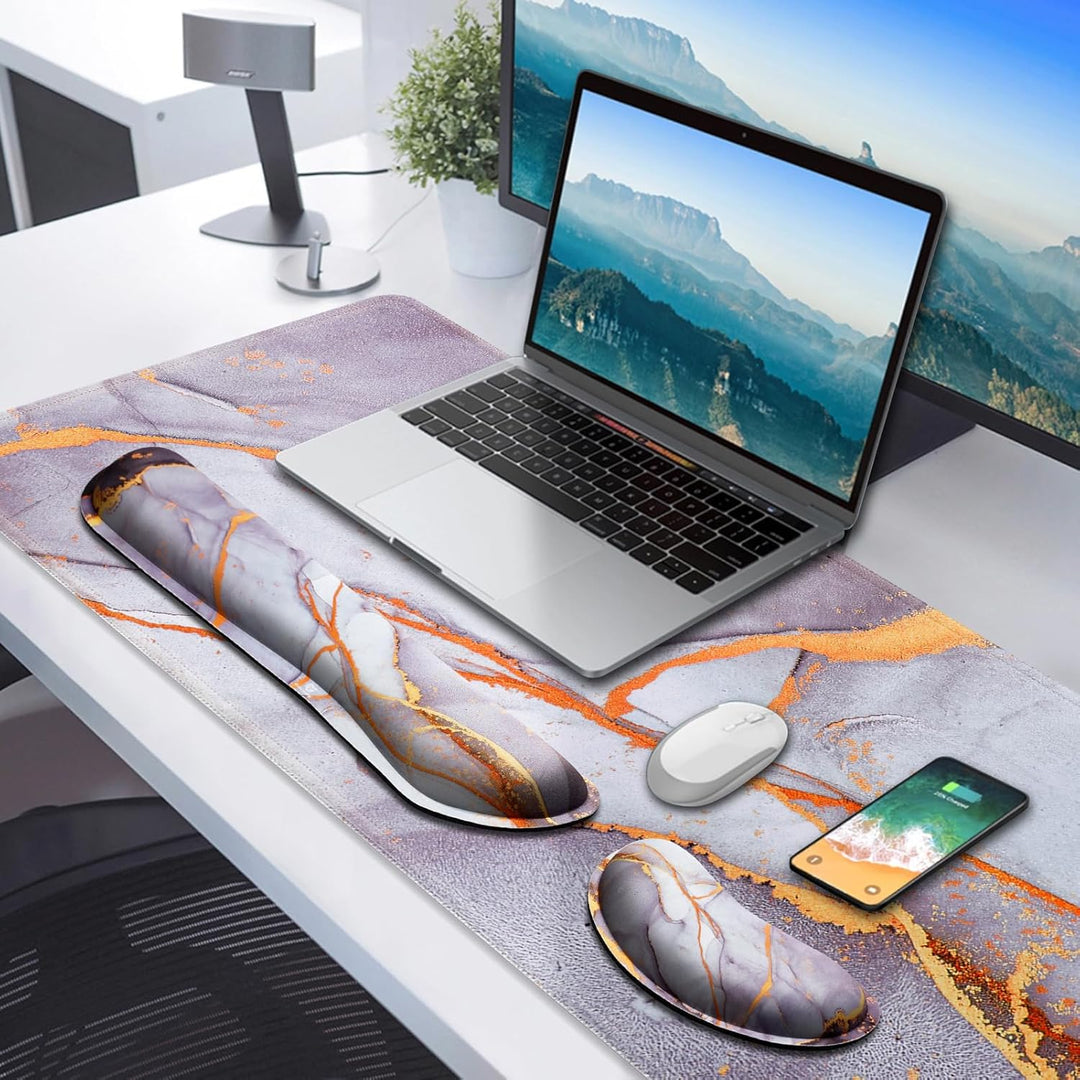 Gimars 3-in-1 XXL Gaming Mauspad mit Gelkissen, Ergonomisches Handballenauflage Tastatur, 800 x 305