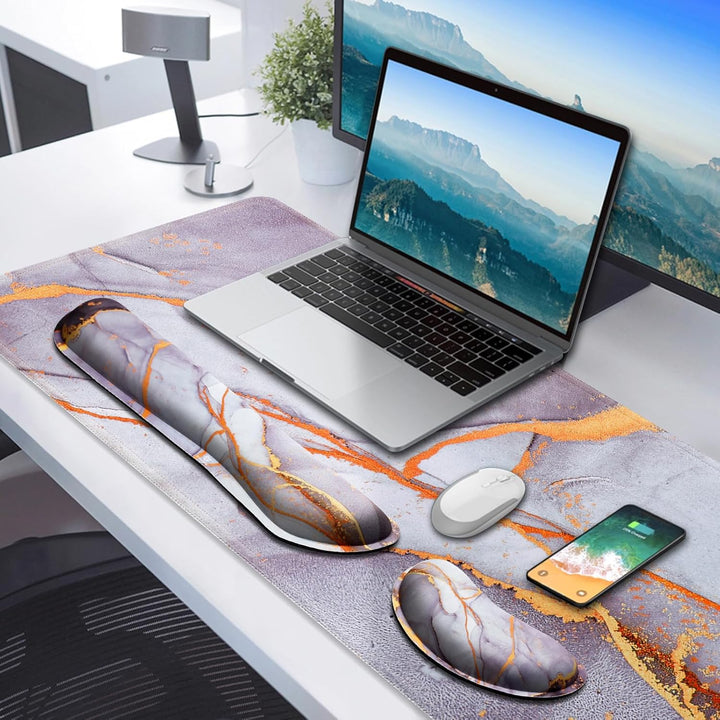 Gimars 3-in-1 XXL Gaming Mauspad mit Gelkissen, Ergonomisches Handballenauflage Tastatur, 800 x 305