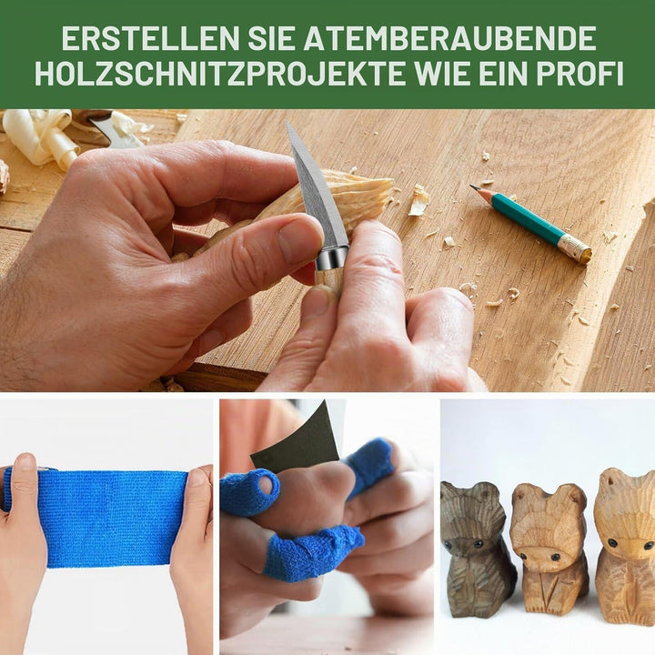 Holzschnitzwerkzeuge Set für Kinder & Anfänger – 19-in-1 Holzschnitzset mit 8 Lindenholz-Blöcken, 6