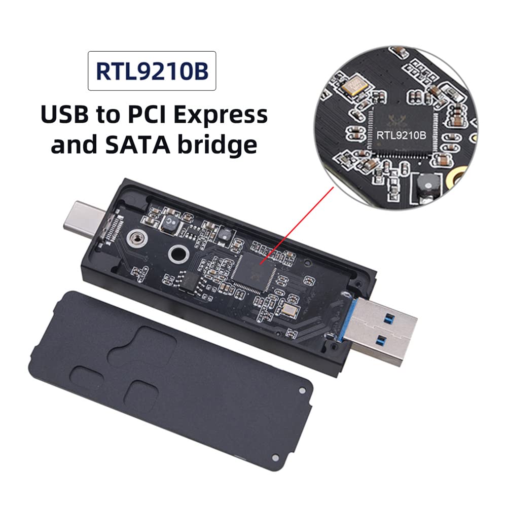 Cablecc Combo Typ-C & USB 3.0 zu NVME M-Key M.2 NGFF SATA SSD PCBA Gehäuse 2230/2242mm Adapter RTL92