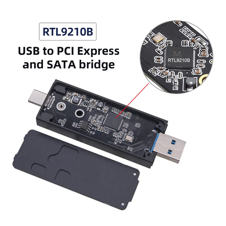 Cablecc Combo Typ-C & USB 3.0 zu NVME M-Key M.2 NGFF SATA SSD PCBA Gehäuse 2230/2242mm Adapter RTL92