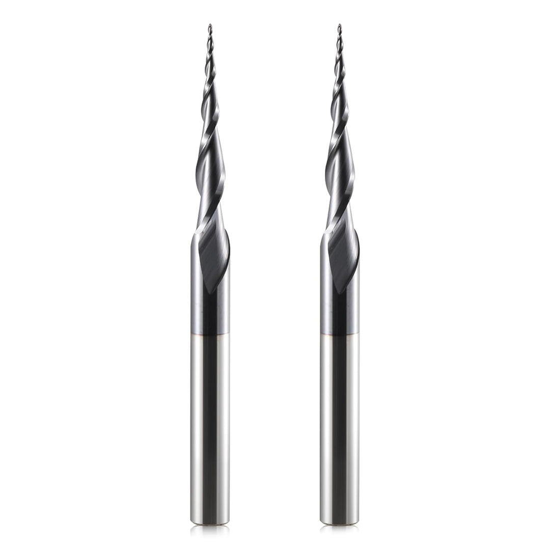 HOZLY Kugelkopffräser Konische CNC Fräser Kugelfräser 2 Stück, R0.25 Spiralnutfräser Bit 6mm Schaft