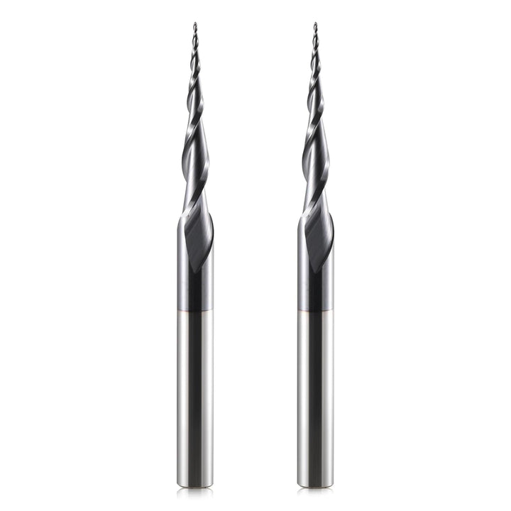 HOZLY Kugelkopffräser Konische CNC Fräser Kugelfräser 2 Stück, R0.25 Spiralnutfräser Bit 6mm Schaft