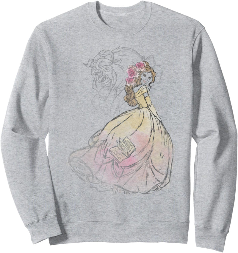 Disney Beauty And The Beast Belle & Beast Sketch Sweatshirt