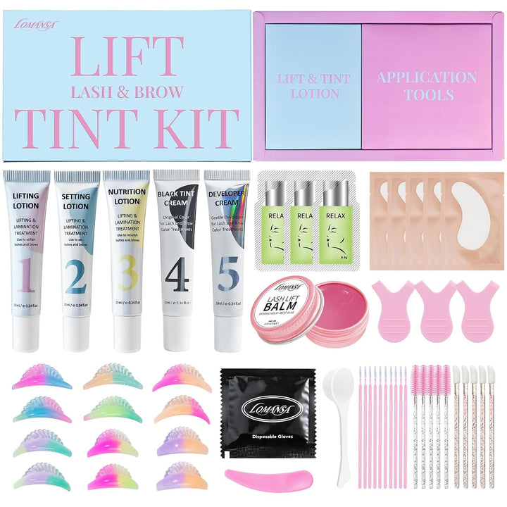 Wimpernlifting Set mit Farbe Schwarz, Wimpern Lifting Set& Brow Lifting Set, 2-in-1 Wimpernlifting S