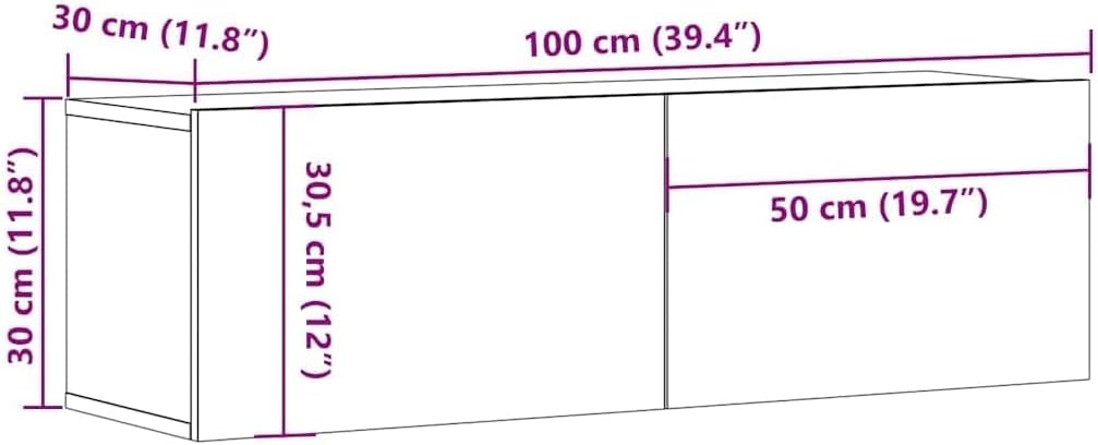 vidaXL TV Schrank mit 2 Klapptüren TV Möbel Hängeboard Lowboard Fernsehtisch Fernsehschrank Sideboar