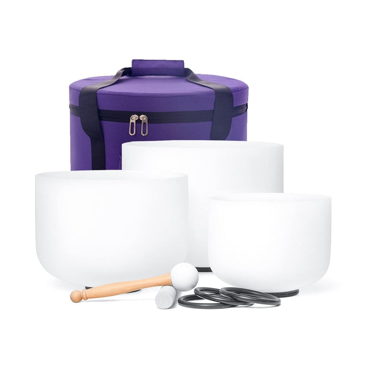 Hye-eun Kristall-Klangschalen-Set 432hz 3 stück 8"B 10"F 12"C klangschale aus quarzkristall für Klan