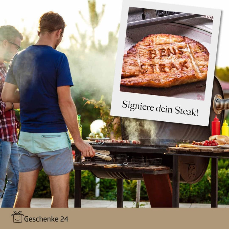 Geschenke 24 Grillbrandeisen mit Wechselbuchstaben zum Grillen | Perfektes Grill Zubehör | Mitbrings