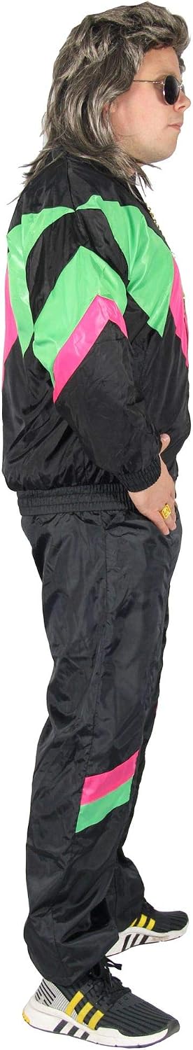 Foxxeo Premium 80er Jahre Kostüm für Herren Damen Trainingsanzug Assianzug Assi Gr. S – XXXXL S Schw