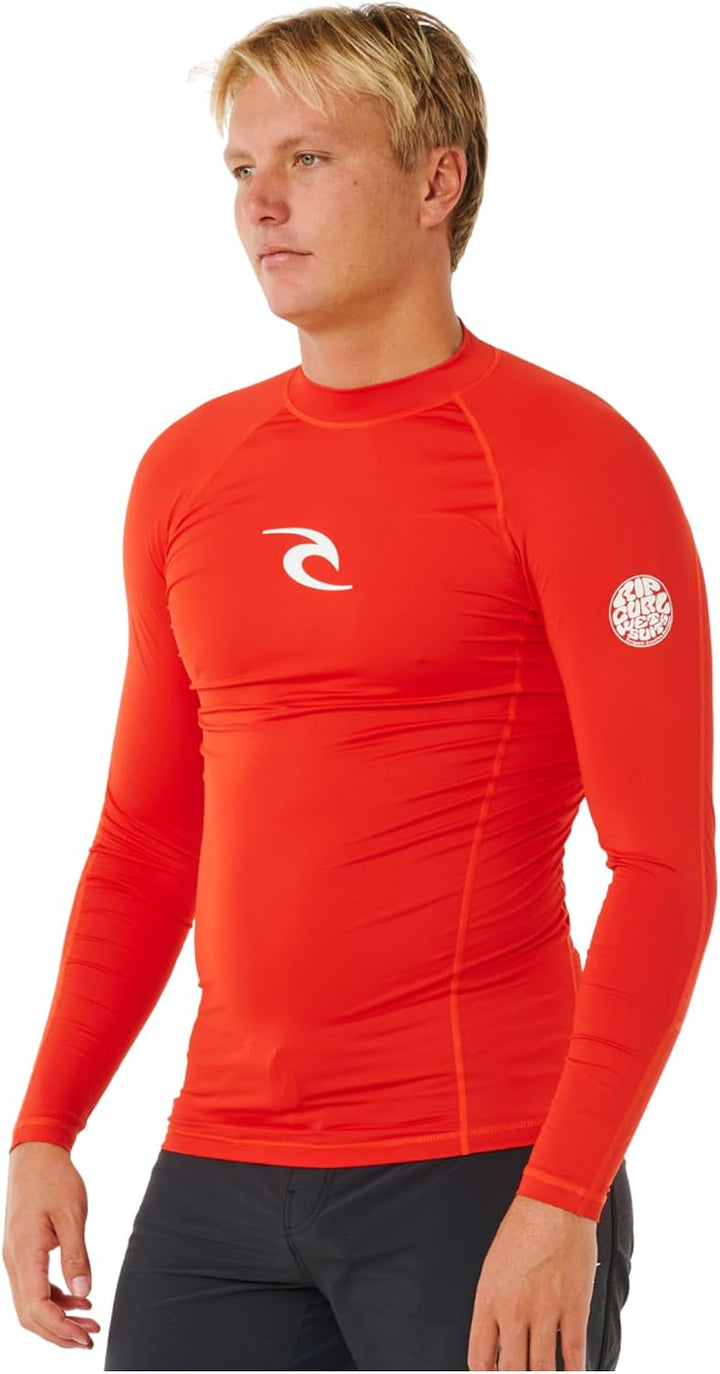 Rip Curl Herren Waves UPF 50 Performance Long Sleeve Rashguard Rash-Guard-Shirt M Rot, M Rot