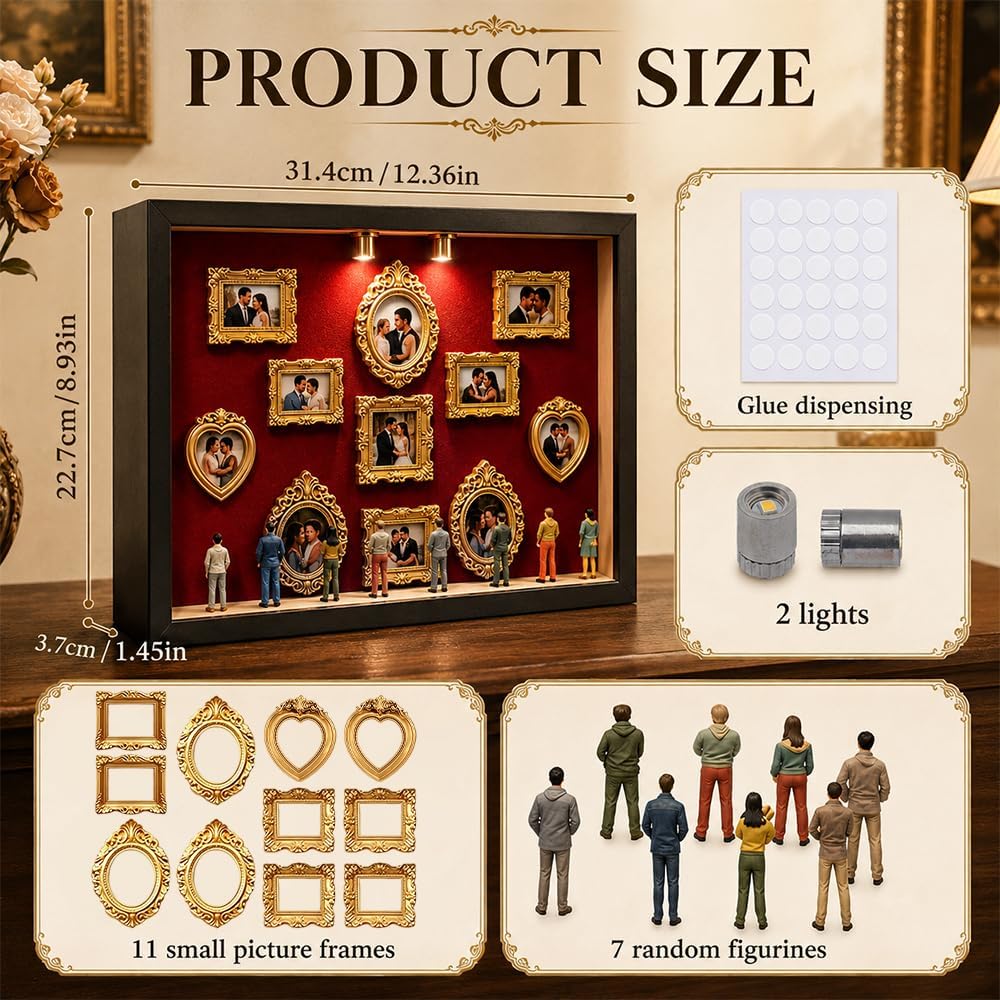 DIY Mini Museum Silhouette Box, Mini Bilderrahmen Vintage mit LED Licht, Museum of us Set mit 11 Min