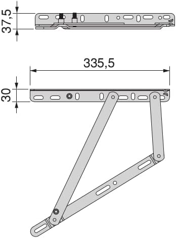 Emuca - Satz mit Hebevorrichtungen für Kanapee-Bett, Seitliches System 90 cm, Schwarz, Stahl, Seitli