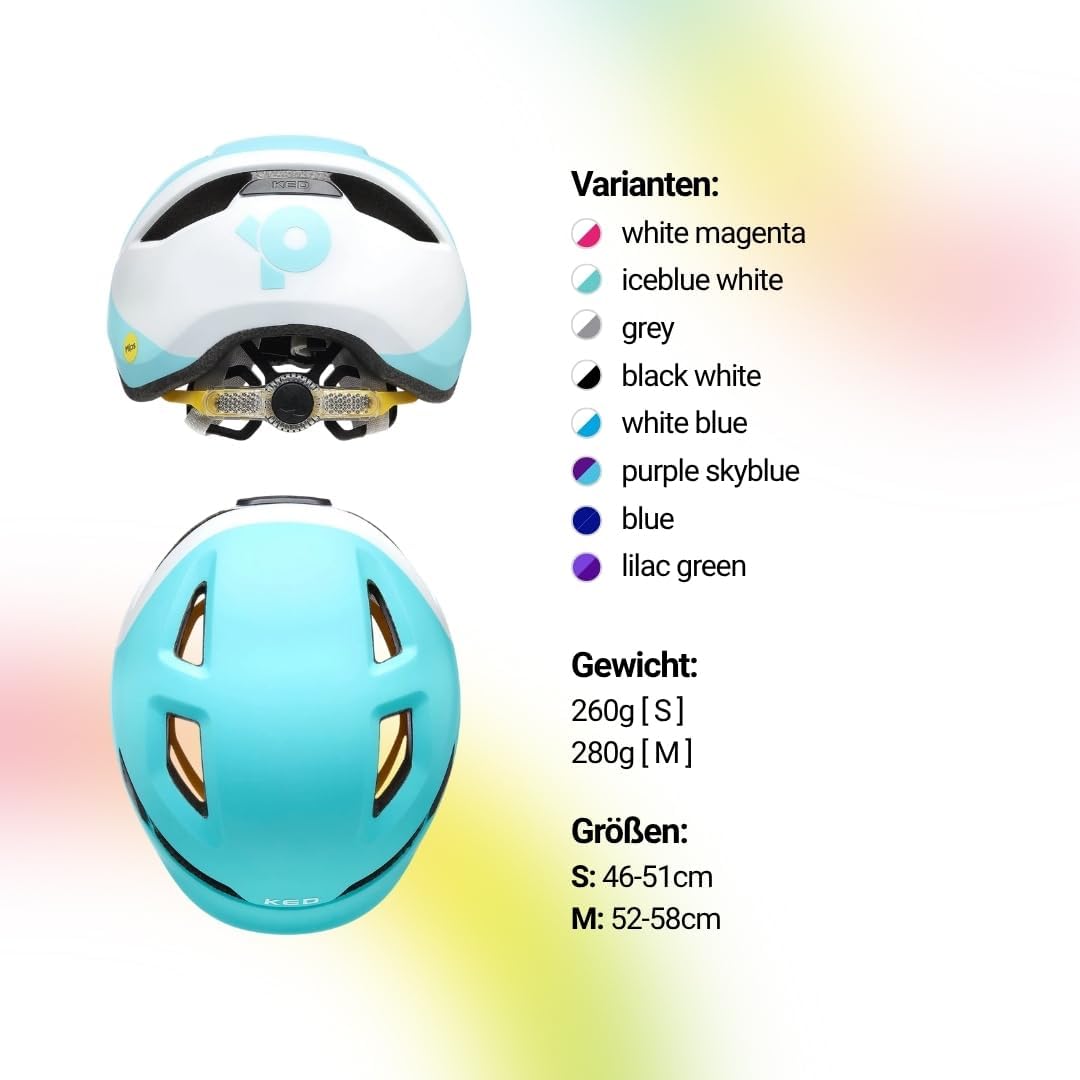 KED Pop MIPS Kinder Fahrrad Helm schwarz/weiss 2023 Eisblau/Weiss M | 52-56cm, Eisblau/Weiss M | 52-