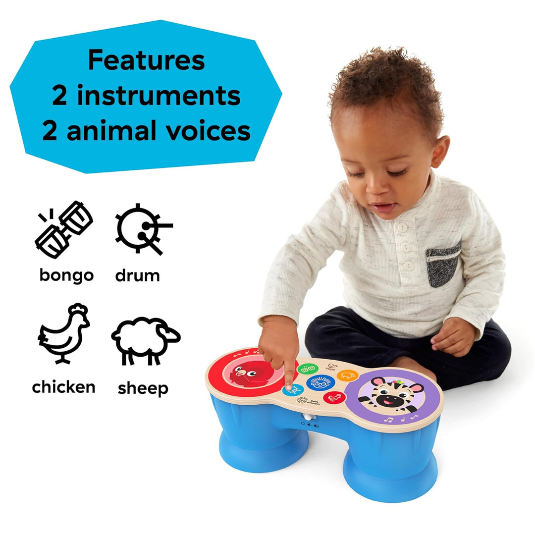 Baby Einstein 12610 Hape Upbeat Tunes Magic Touch Holztrommel, Musikspielzeug aus Holz, mit 6 Melodi