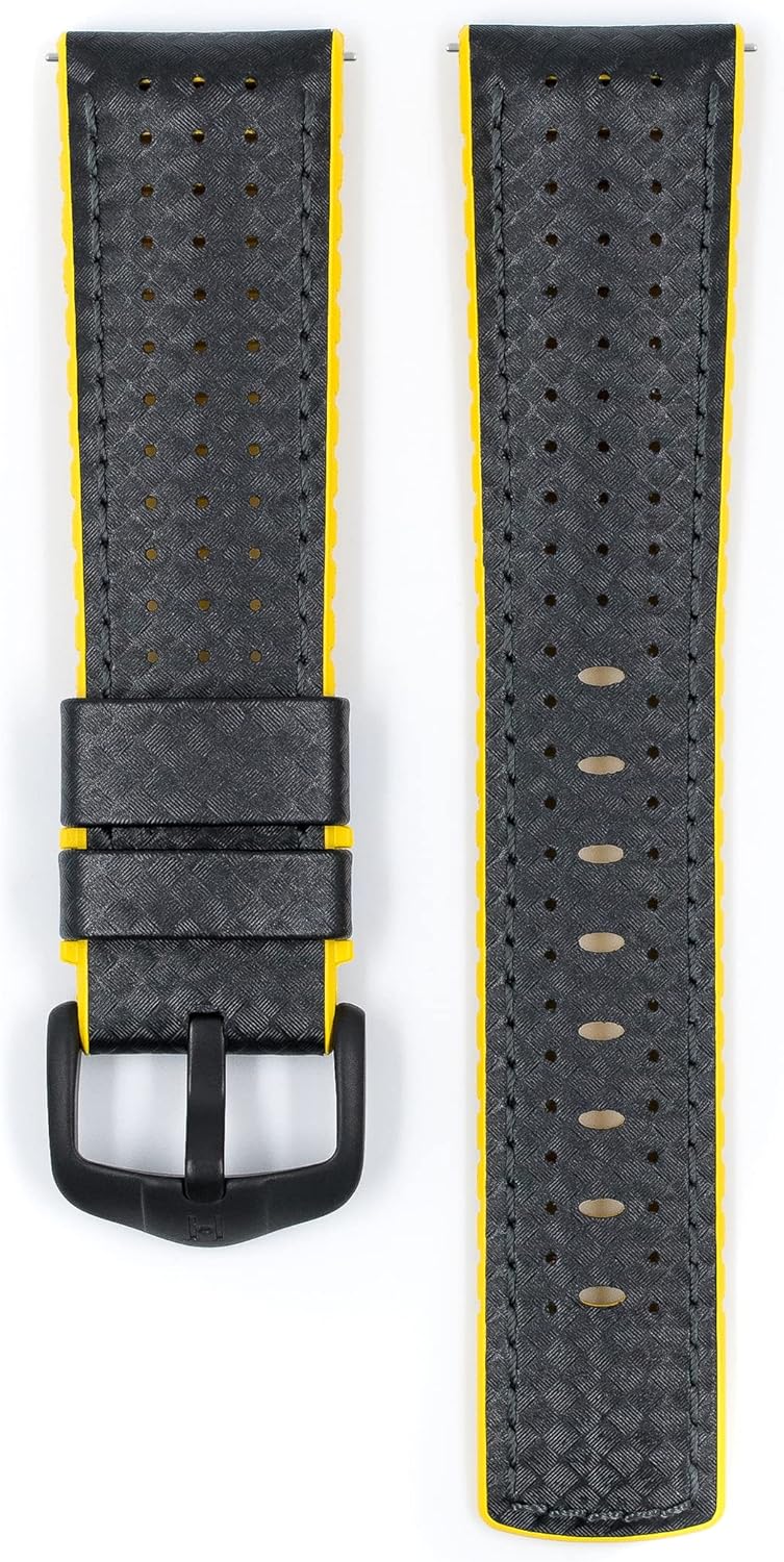 HIRSCH Herren Performance Uhrenarmband Modell Ayrton 24 mm Schwarz/gelb