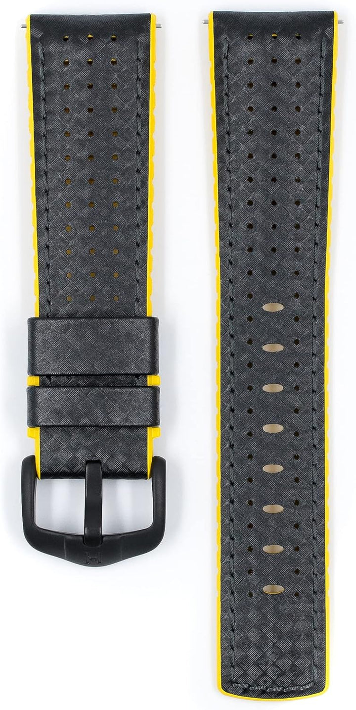 HIRSCH Herren Performance Uhrenarmband Modell Ayrton 24 mm Schwarz/gelb