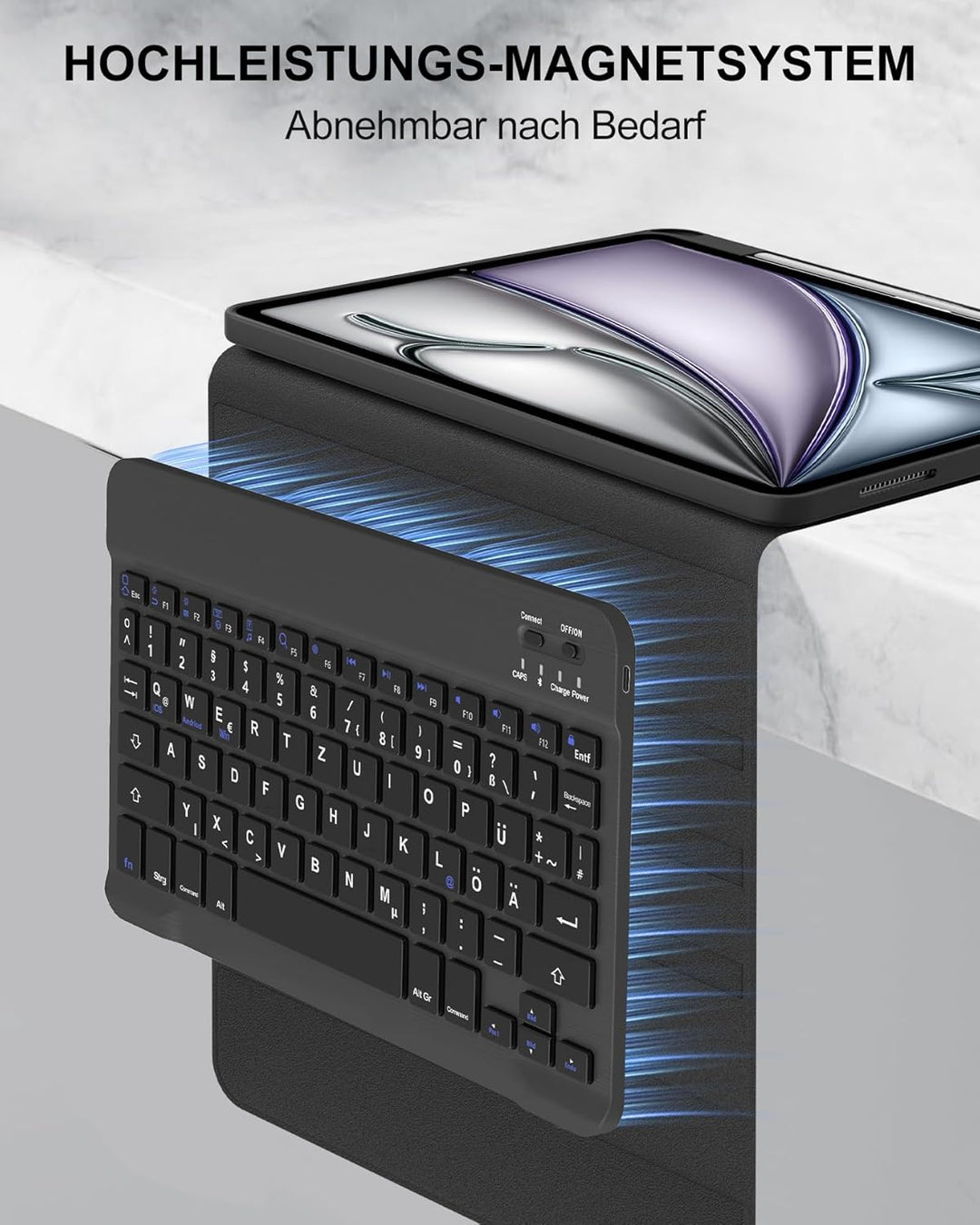 Für iPad Air 11 (2026 M4) Hülle mit Tastatur für 6./7./8. Generation M2/M3/M4, Abnehmbare Bluetooth